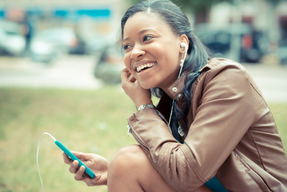 Woman listening to music